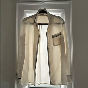 Babaton Cream Shirt Jacket with Black Accents